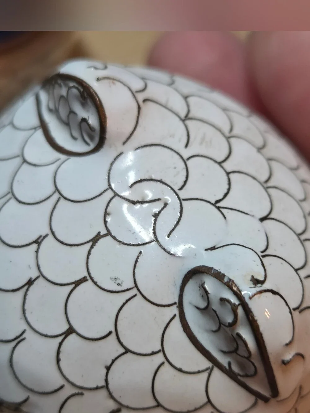 Pottery Barn White Owl Decorative Trinket Box Blue Enamel Interior Metal Cloison